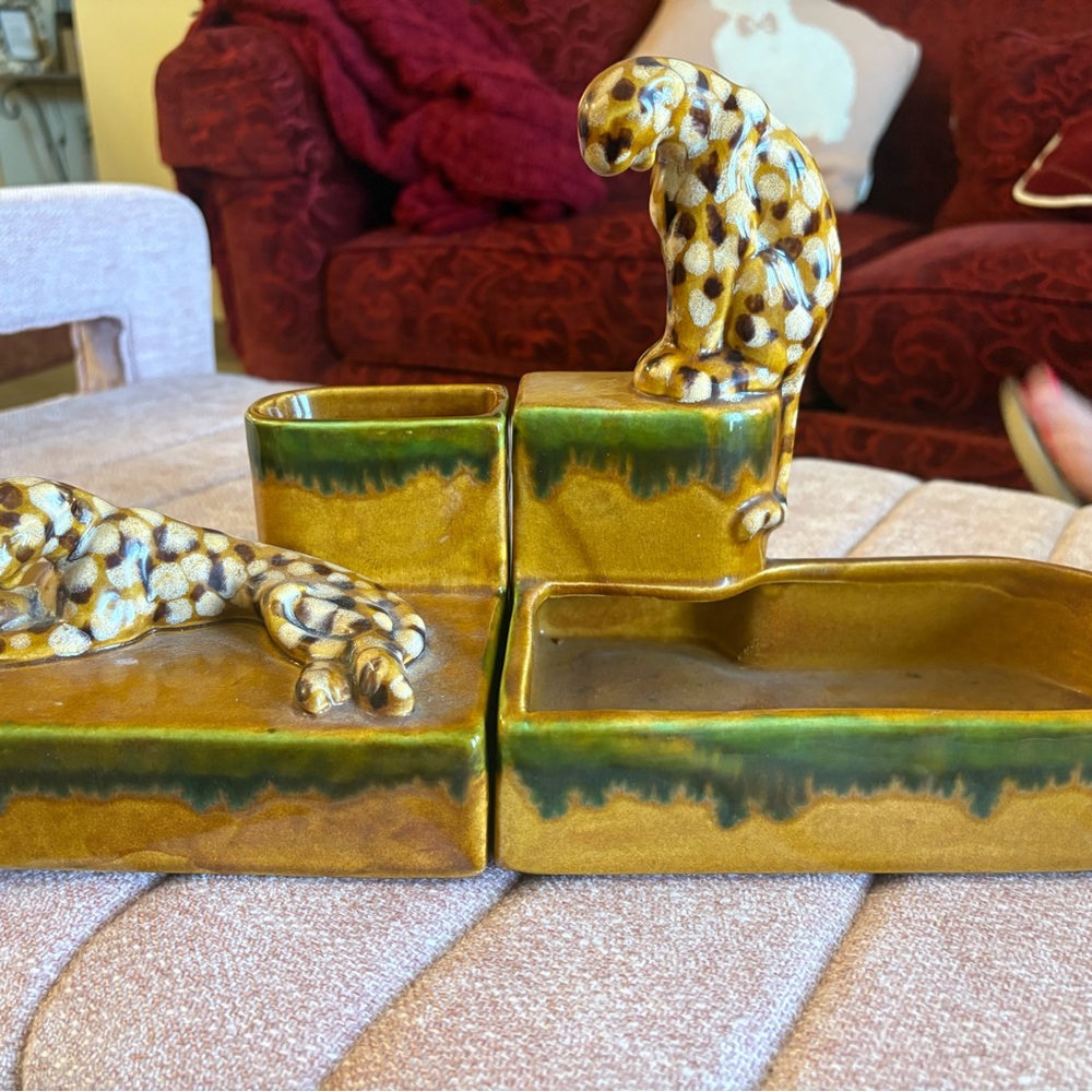 Leopard Ceramic Bath Set - Gold and Green